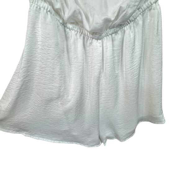 Lulus Large Meant to Be Satin Romper Ruffled Adjustable Spaghetti Straps Lined - Picture 5 of 11